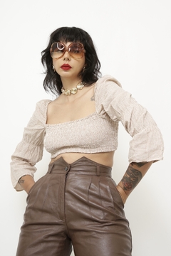 Blusa listras rosa mng bufante TUART - loja online