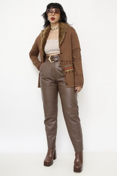 Cardigan western gola de pelucia na internet