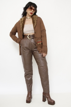 Cardigan western gola de pelucia