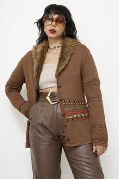 Cardigan western gola de pelucia - Capichó Brechó
