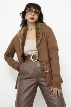 Cardigan western gola de pelucia - loja online