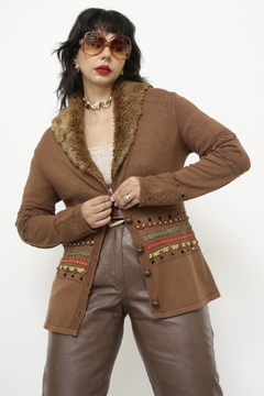 Cardigan western gola de pelucia - comprar online