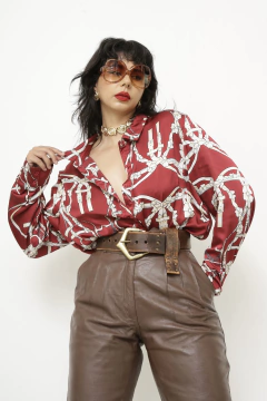Camisa western vinho cordas e cela