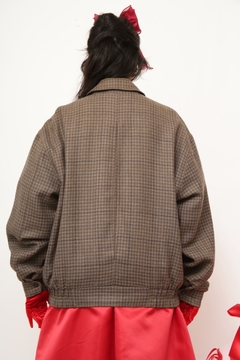 Jaqueta 100% lã xadrez bomber - comprar online
