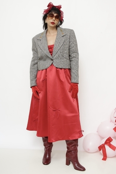 Imagem do Blazer cropped cinza bordado flores