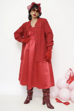 Camisa vermelha renda gola na internet