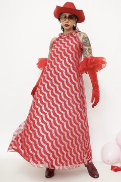 Vestido vermelho bababdos vintage brilho