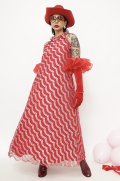 Vestido vermelho bababdos vintage brilho na internet