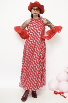 Vestido vermelho bababdos vintage brilho - comprar online