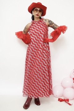 Vestido vermelho bababdos vintage brilho - loja online