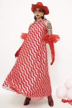 Vestido vermelho bababdos vintage brilho