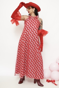Vestido vermelho bababdos vintage brilho - comprar online
