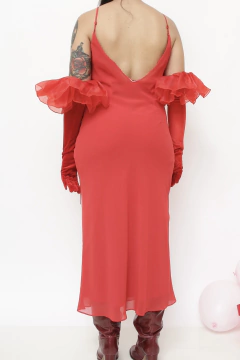 Vestido vermelho bordado 90´s