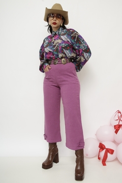 Camisa estampada flores roxa - loja online