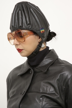 capacete couro vintage forrado - comprar online