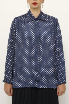 Camisa poa azul vintage - loja online