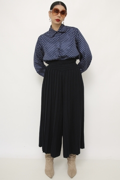 Camisa poa azul vintage - comprar online