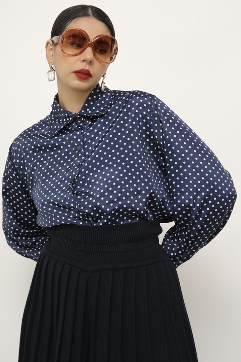Camisa poa azul vintage