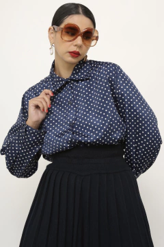Camisa poa azul vintage - loja online