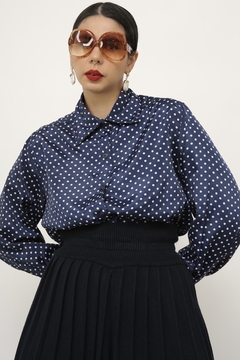Camisa poa azul vintage - comprar online