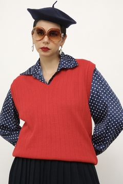 Colete vermelho tricot vintage - loja online