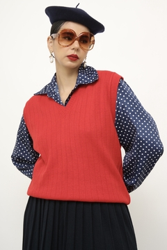 Colete vermelho tricot vintage - Capichó Brechó