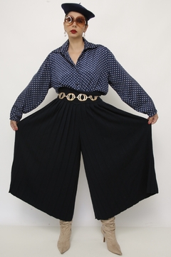 Calça pantacout plisssada tricot CORI marinho - comprar online