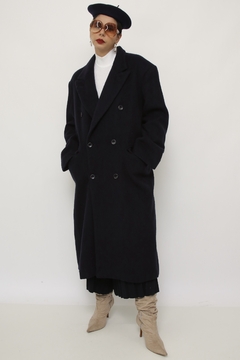 Maxi casaco azul marinho forrado lã - loja online