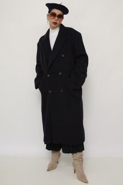Maxi casaco azul marinho forrado lã - comprar online