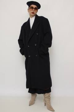 Maxi casaco azul marinho forrado lã - comprar online