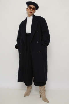 Maxi casaco azul marinho forrado lã - comprar online
