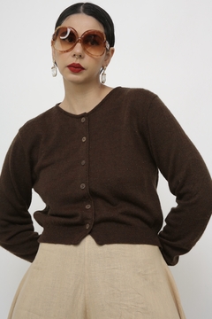 Cardigan marrom tricot vintage - comprar online