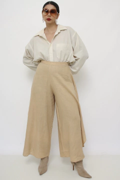 Calça linho bege ampla na internet