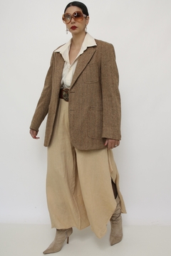 Blazer marrom vintage com gola removivel - Capichó Brechó