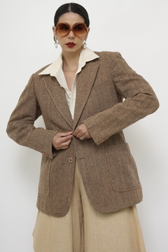 Blazer marrom vintage com gola removivel