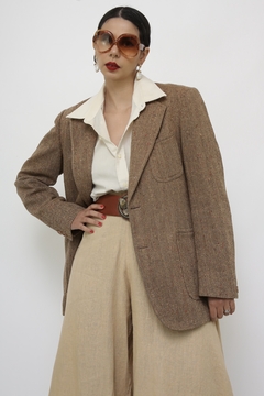 Blazer marrom vintage com gola removivel - loja online