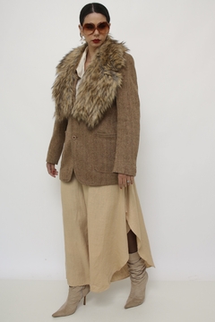 Blazer marrom vintage com gola removivel