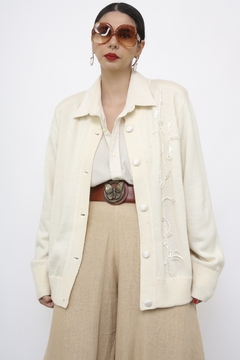 Cardigan creme bordado vintage - Capichó Brechó