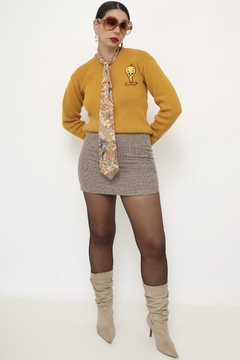 Saia xadrez vintage curta - loja online