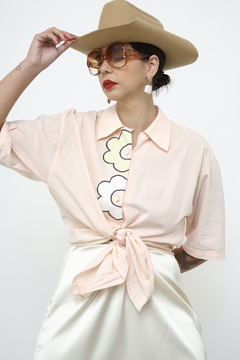 Camisa rosa flores vintage