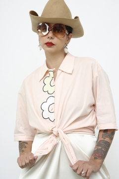 Camisa rosa flores vintage - comprar online
