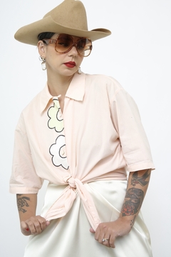Camisa rosa flores vintage na internet