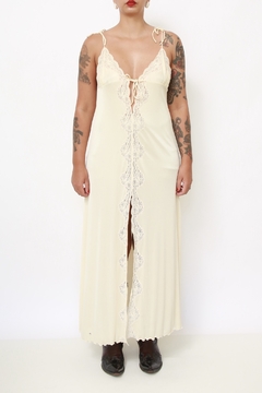 Imagem do Camisola longa off white renda amarração