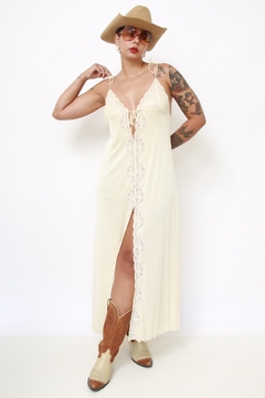 Camisola longa off white renda amarração - comprar online