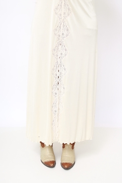 Camisola longa off white renda amarração - comprar online