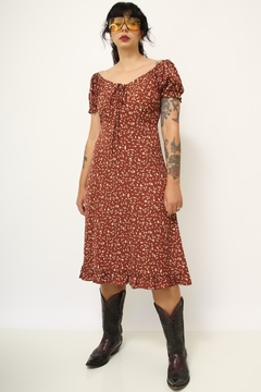 Vestido cowboy marrom flores na internet
