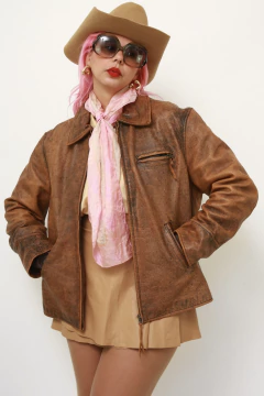 Jaqueta 100% couro marrom chocolate - comprar online