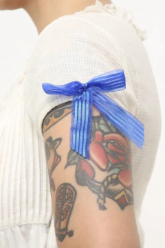 Vestido algodão ZARA laços azul - Capichó Brechó