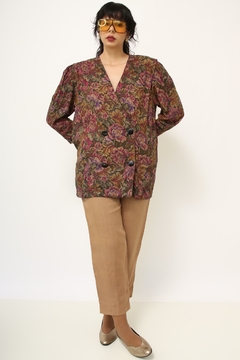 Imagem do Blazer floral bordo acinturado vintage