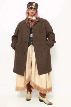 Casaco forrado marrom xadrez 100% wool - Capichó Brechó